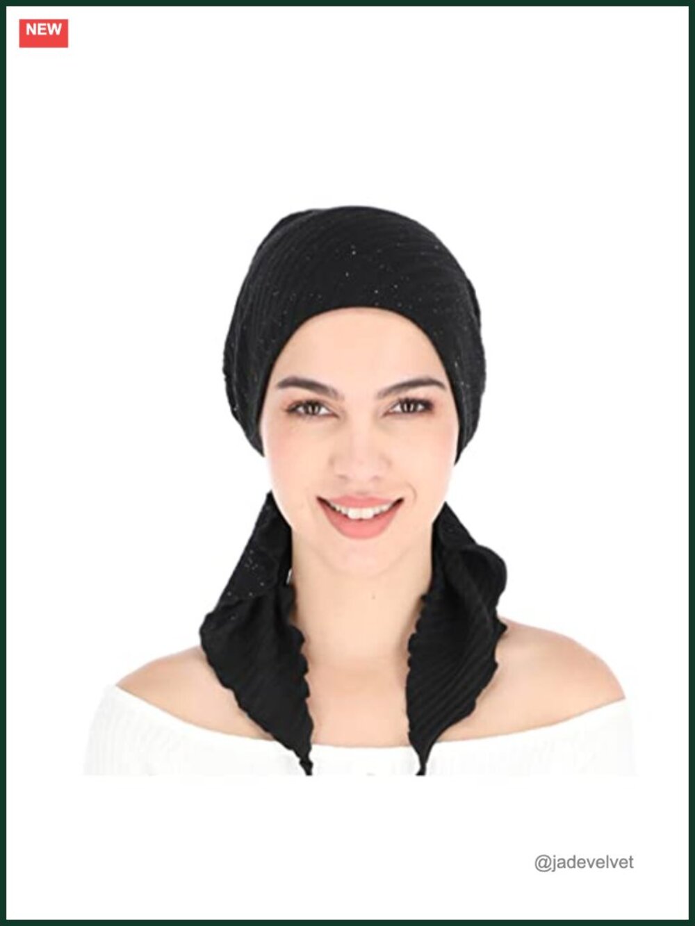 Pretied Head Scarves Women Sparkly Foil Finish Stretchy Ribbed Fabric